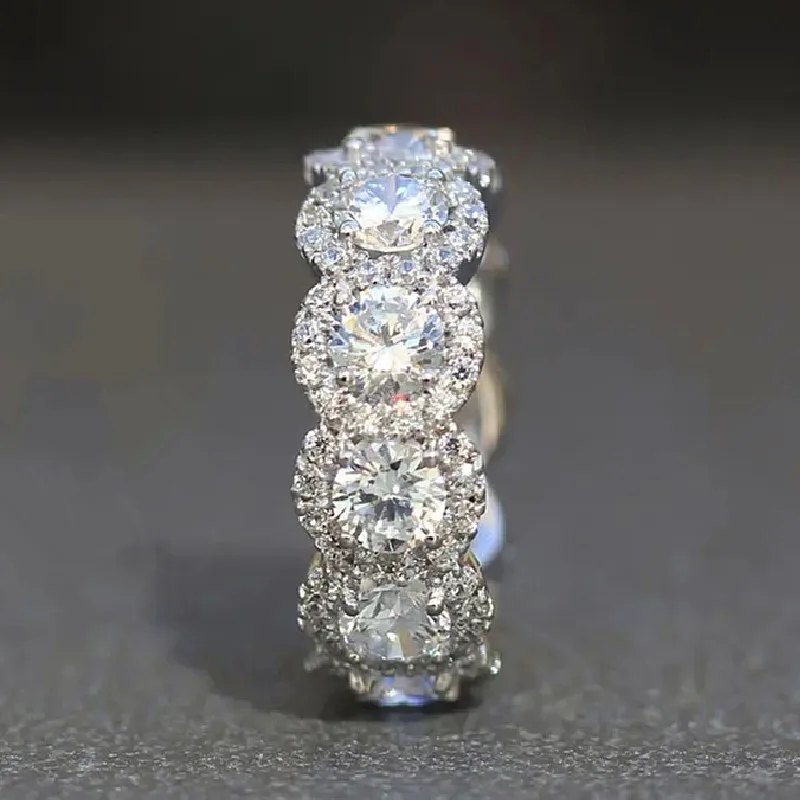 Huitan Funkelnde Zirkonia Versprechen Ringe für Frauen Hochzeit Verlobung Bands Silber Farbe Neue Moderne Mode Weibliche Schmuck – Detail 4