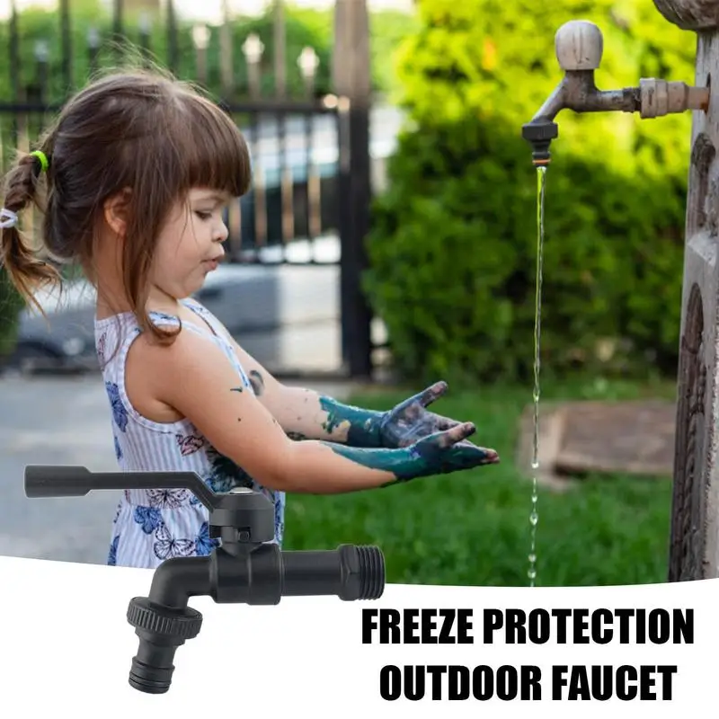 Black Brass Garden Hose Faucet Outdoor Anti-Freeze Bibcocks Dual Outlet For Washing Machine 1/2 Inch Outdoor Faucet Garden Tools