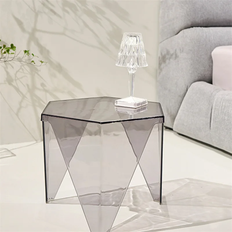 

Nordic Transparent Acrylic Coffee Table Crystal Creative Living Room Side Table End Table Simple Balcony Hexagonal Table