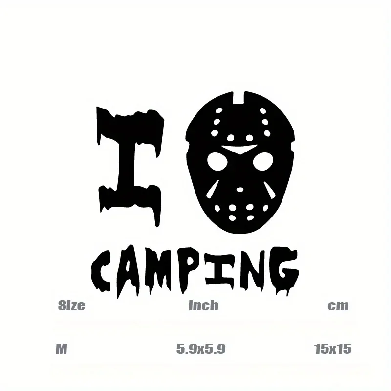 1PC Eye - Catching "I Love Camping" Decal with Mask, Great for Phone Cases, Notebooks & Edgy Outdoor Crafts