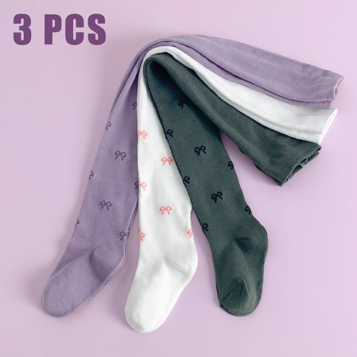 3 PCS Mid-Thickness Plain Baby Toddler Leggings Socks – Children Girl Kid Tights for All-Year Casual & Dressy Looks