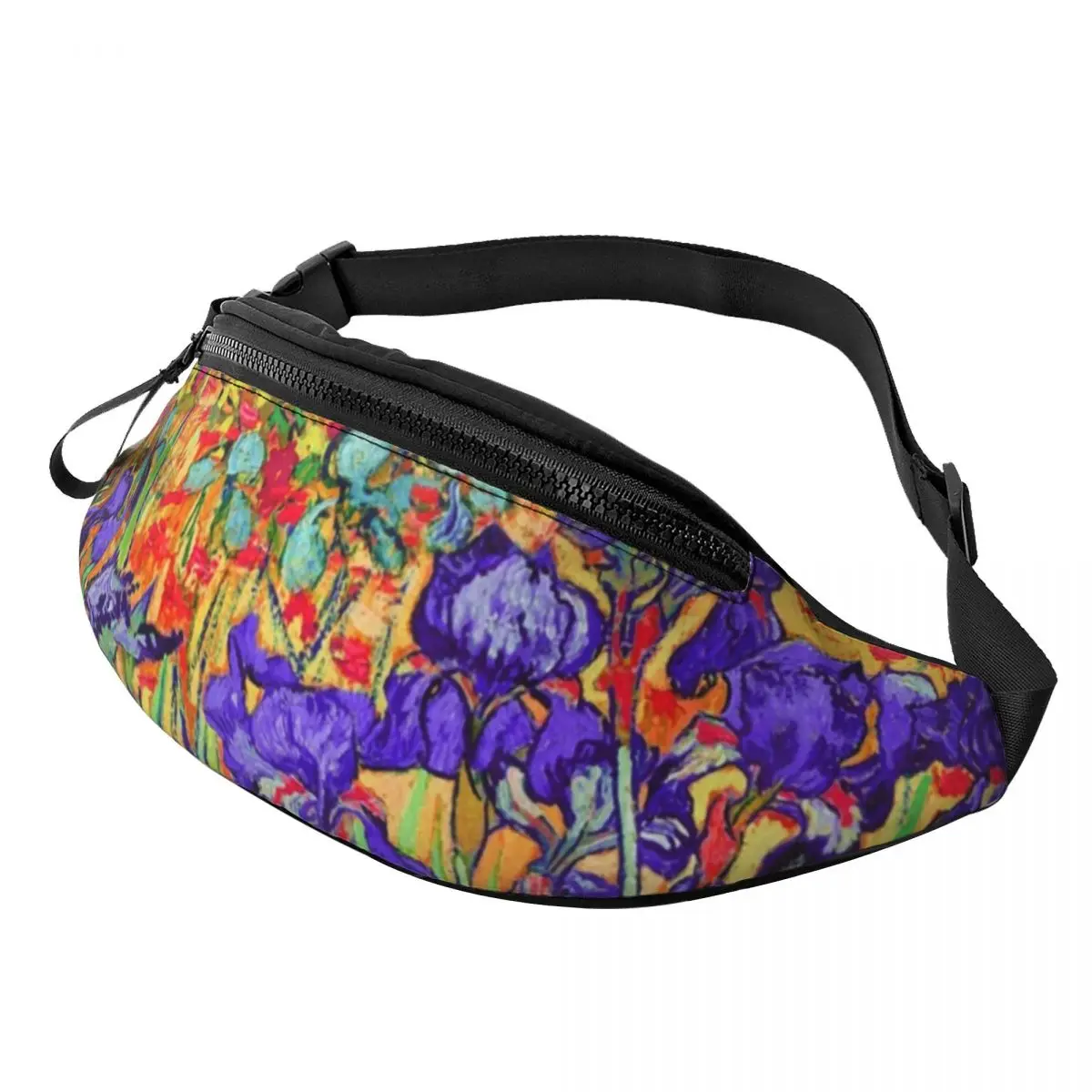 Vincent Van Gogh Paarse Irissen Heuptasje Voor Fietsen Kamperen Vrouwen Mannen Bloemen Crossbody Heuptas Telefoon Geldzak