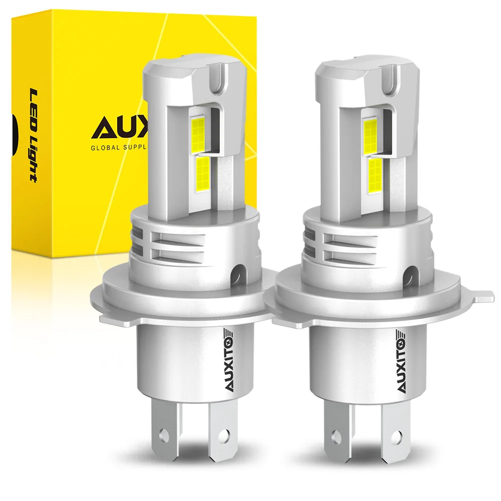 AUXITO 2Pcs Car LED Lights H4 High and Low Beam Canbus Headlight Lamp Powerful 20000LM Super H4 9003 HB2 LED Bulb 6500K 12V Mini