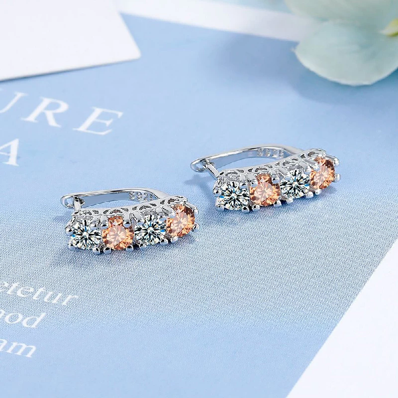 FUIHETYS Korean Style Women Earrings with Zircon 925 Silver Jewelry for Wedding Engagement Party Gift Accessories Wholesale