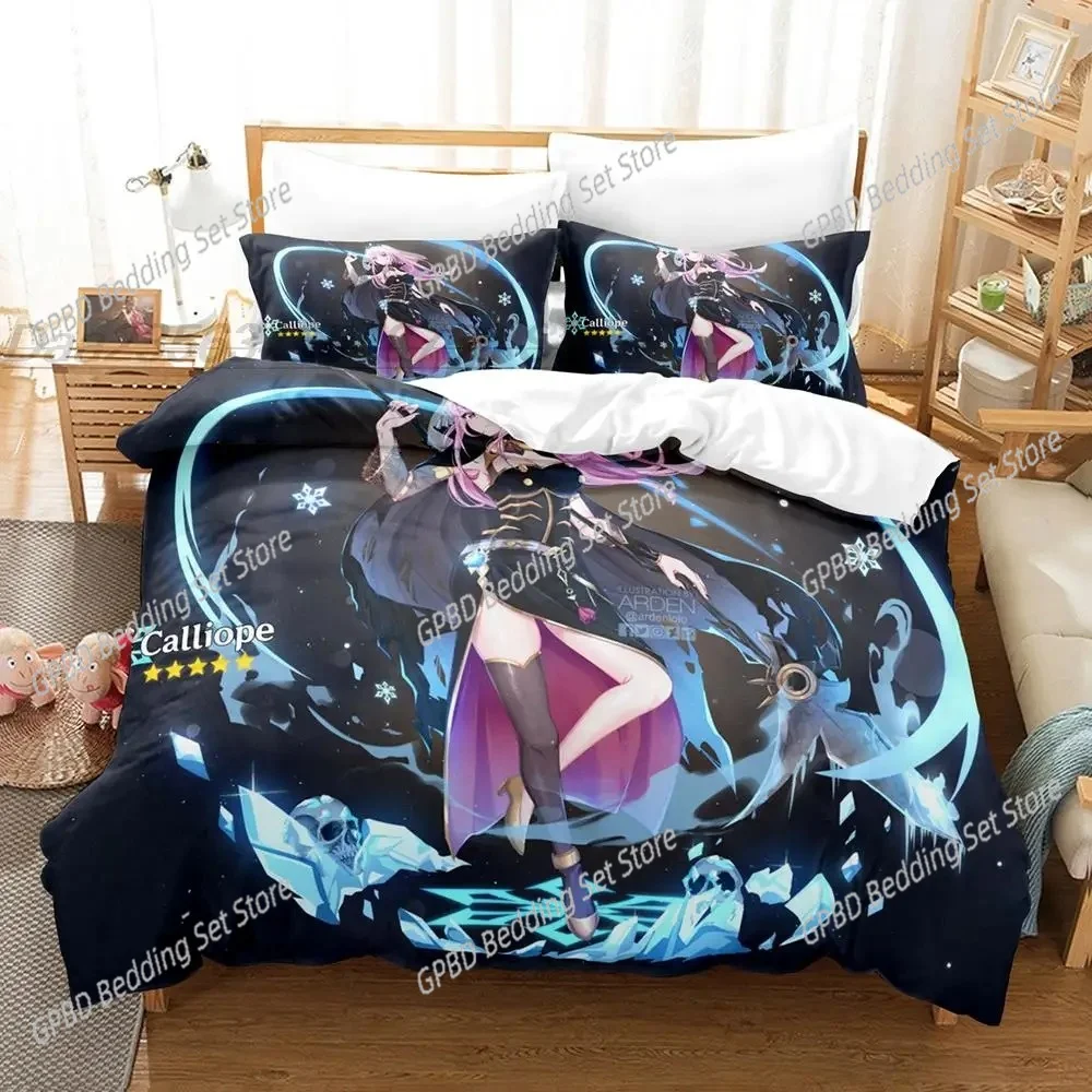 

3d Print Anime Kawaii Girl Mori Calliope Comfortable Duvet Cover Pillowcase Bedding Set Children Bedroom Decoration Home Textile