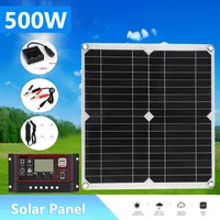 500W Solar Panel Kit Complete Dual USB With 10A-100A Controller 18V Solar Cells Power Bank for Phone RV Car MP3 Camping Outdoor