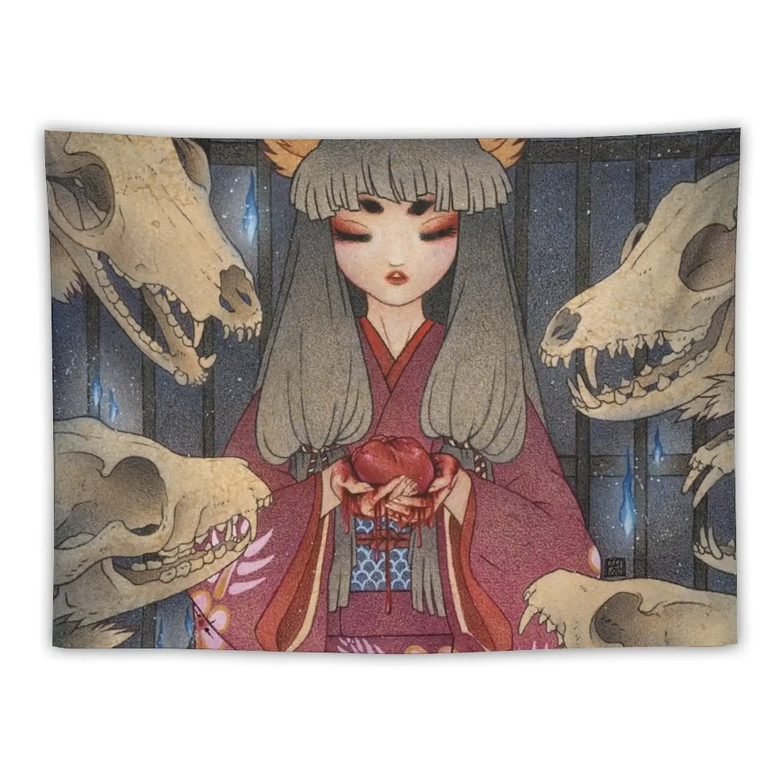 

Appeasement - TeaKitsune Fox Yokai Tapestry Aesthetics For Room Bed Room Decoration Tapestry