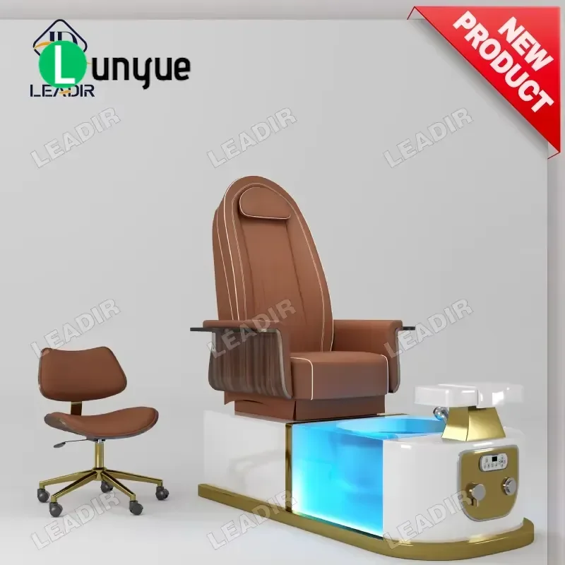 Modern PU Leather Electric Pedicure Chair with Drainage Pump Luxury Foot Spa Massage Seat for Nail Beauty Equipment