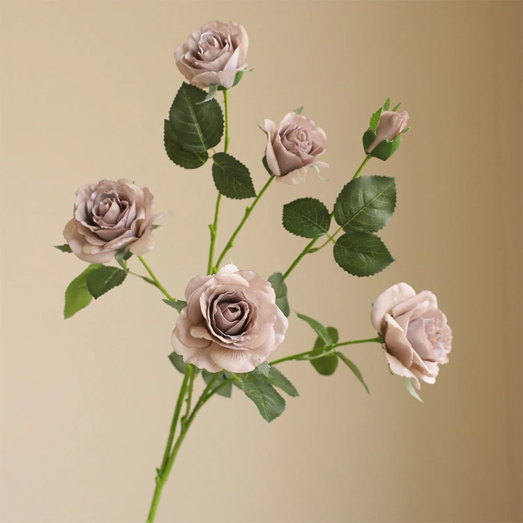 High Quality Wholesale 5-head moisturizing rose simulated flower European style ldecor artificial flower Floral arrangement