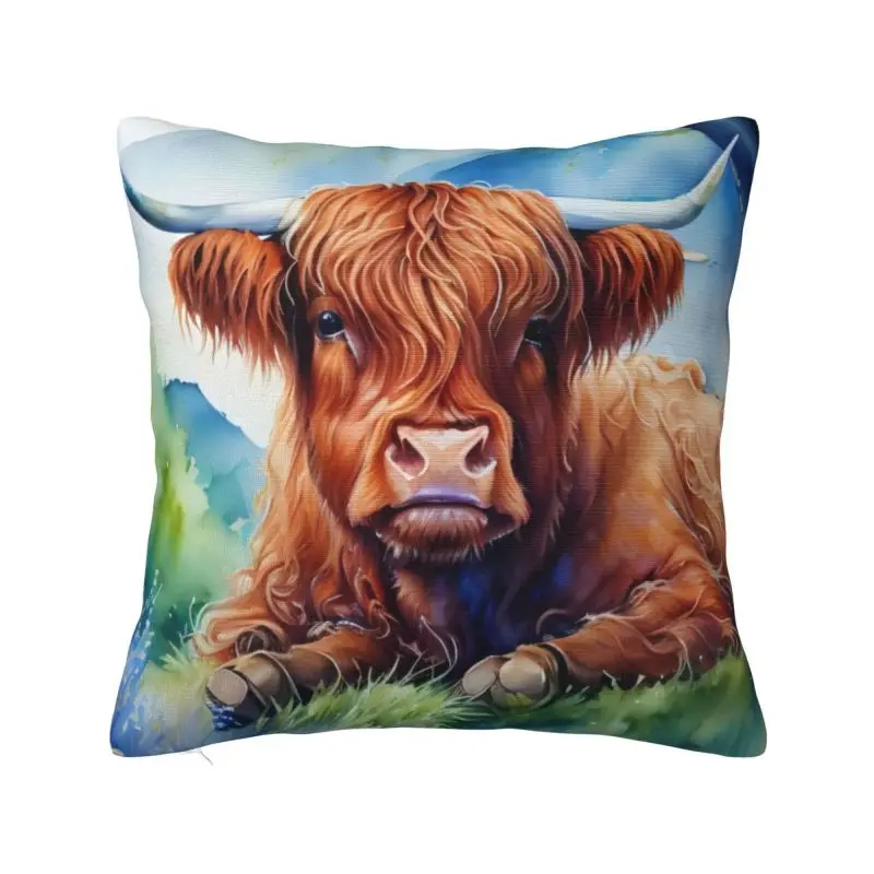 Nordic Highland Cow And Flower Cushion Cover 40*40 cm Velvet Throw Pillow Case Home Decor Bedding Sofa Pillowcase