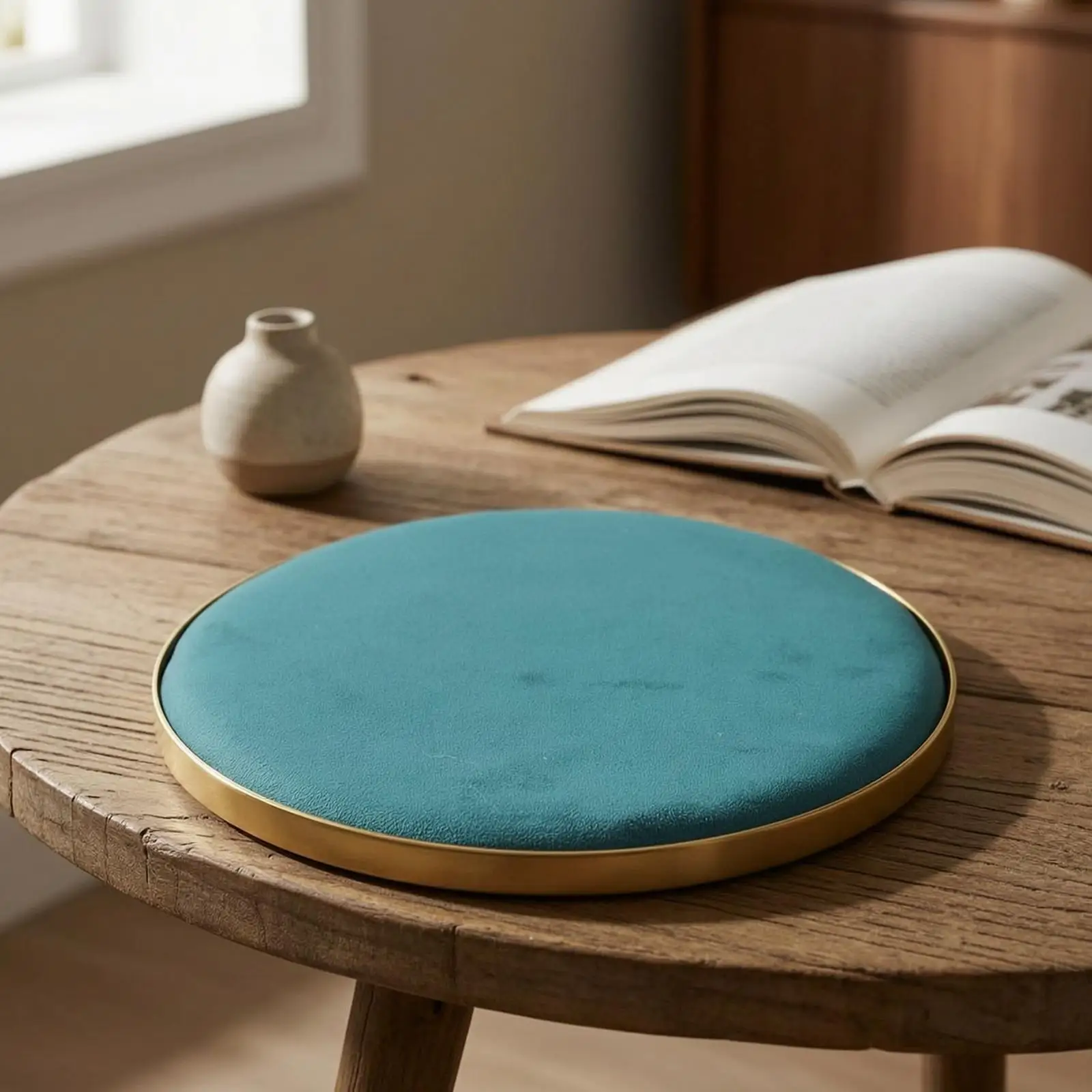 Round Jewelry Tray Organizer Velvet Surface Metal Rim Ring Necklace Bracelet Pendant Display for Vanity Top