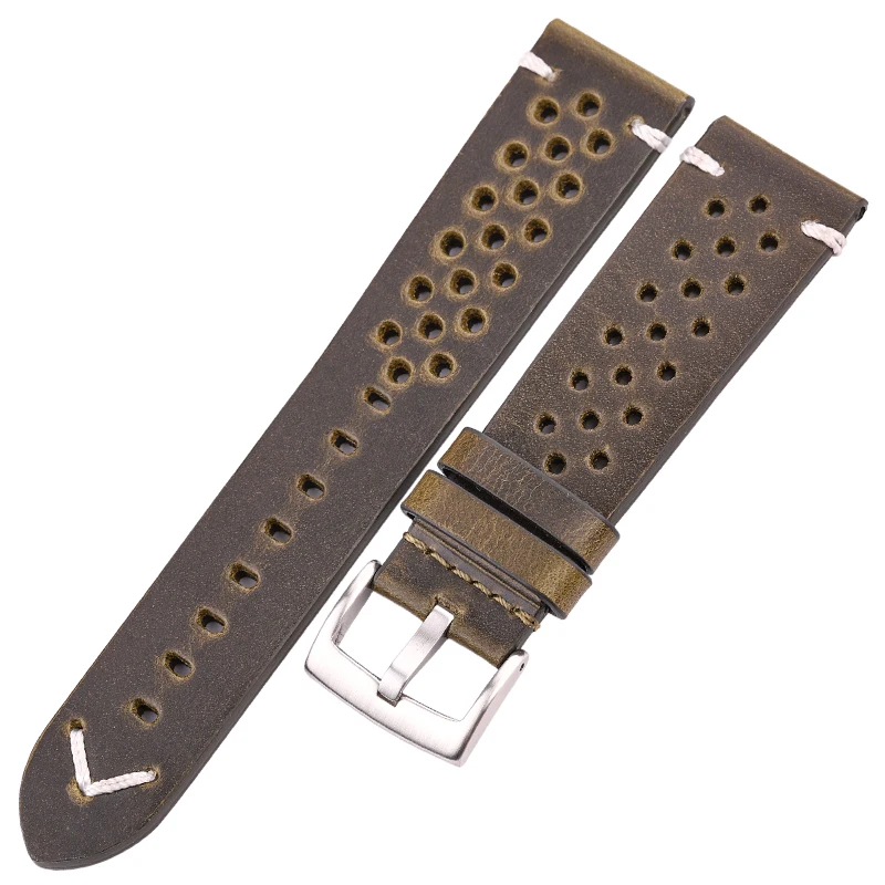 DUTRIEUX Handmade Armband 18 20 22 24mm Öl Wachs Echtem Leder Strap Frauen Männer 4 farben Atmungsaktive Uhr Band Armband zubehör 7