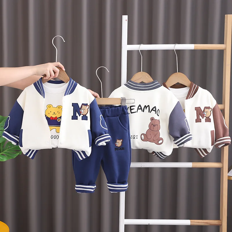 

Новая весенне-осенняя детская одежда, костюм, детская куртка с героями мультфильмов для мальчиков, футболка, брюки, 3 шт./компл., детская одежда для девочек, спортивные костюмы для малышей