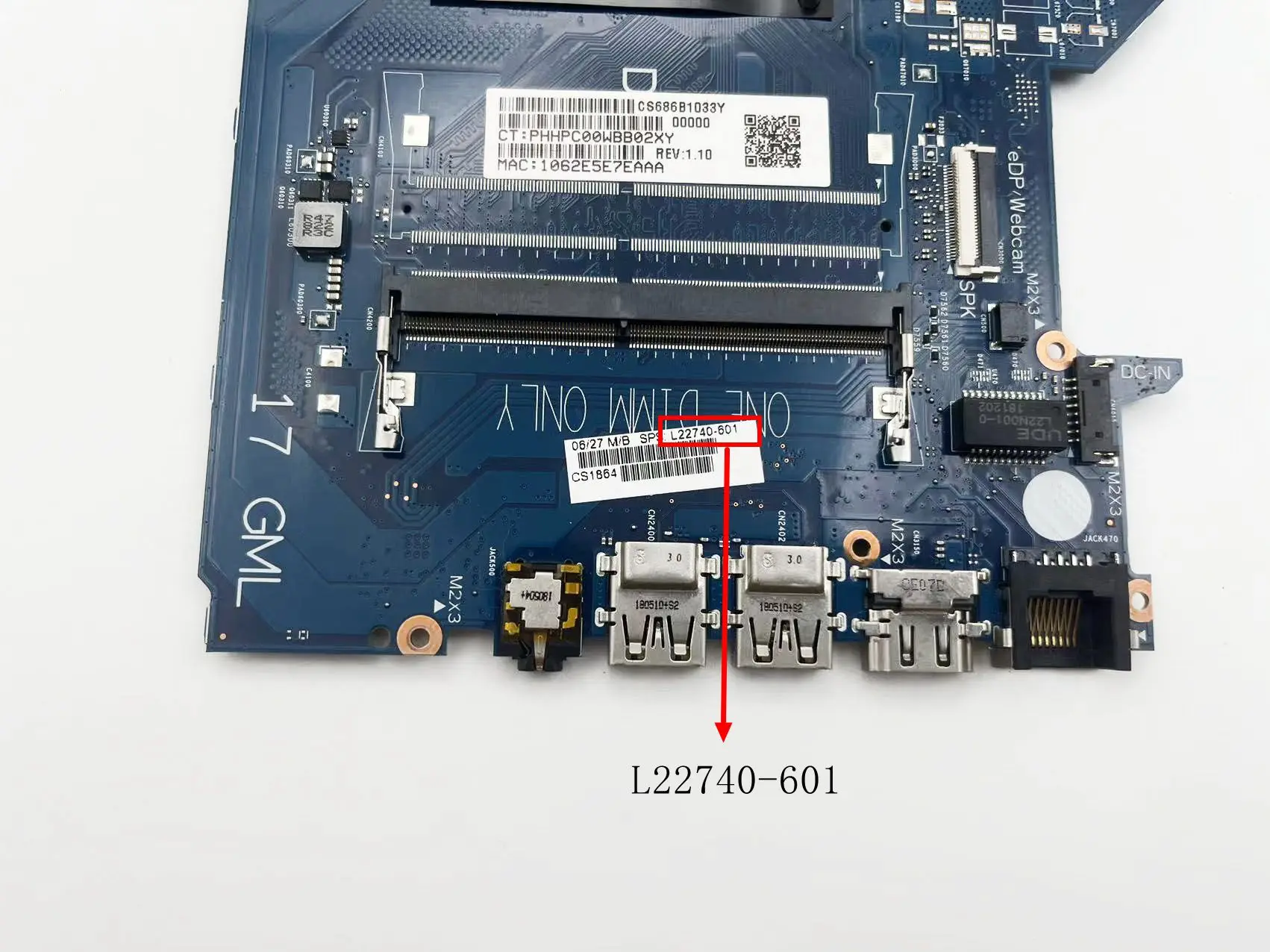 Untuk HP 17-BY Notebook Motherboard DDR4 N5000 CPU L22740-601 SNAPE-6050A2980801-MB-A01(A1) 100% uji berfungsi dengan baik