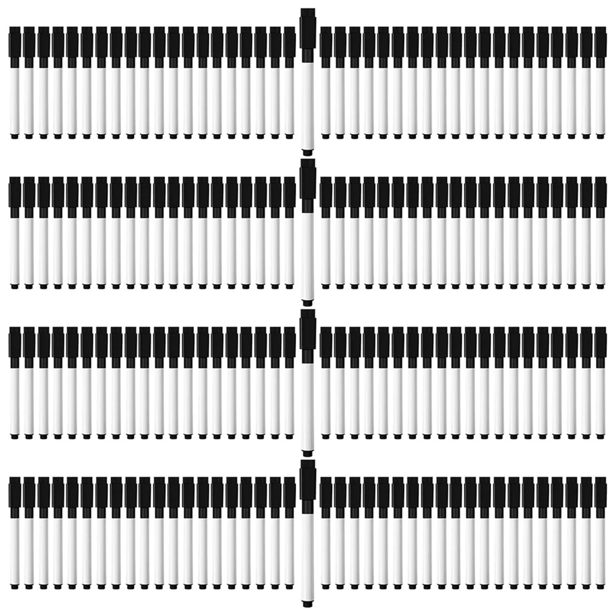 

200 Pcs Magnetic Dry Erase Markers Fine Point Tip Whiteboard Markers with Eraser Cap,For School Office Home(Black)