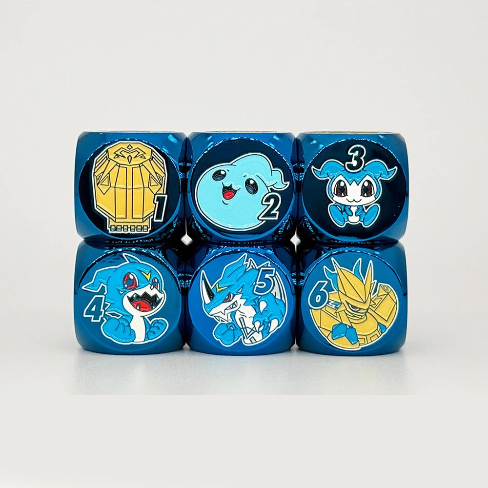 Diy Self Made Digimon Adventure Magnamon Iron Dice Metal Multi-Sided Dice One Grain Special Dice for Board Games Gift Toys