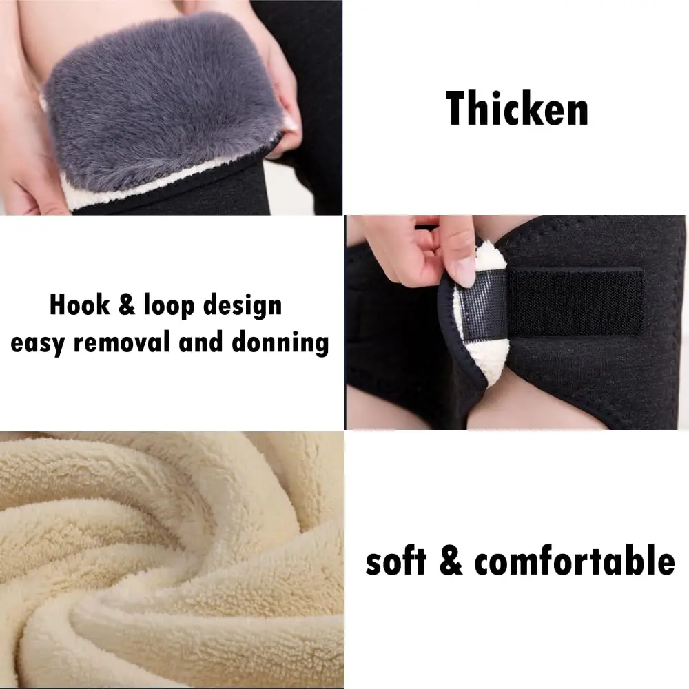 1/2/3PCS Thickened Warm Knee Sleeves Winter Adjustable Cold Proof Daily Use Knee Pads Two Layer Thermal Jogging Knee Protector