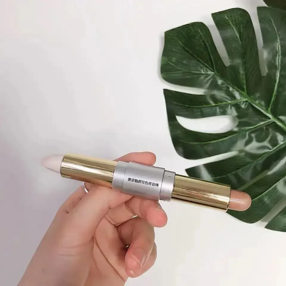 Shezi ダブルエンドフェイスハイライトチャーミングフェイスオイルコントロールコンシーラーペンシルフェイシャルハイライトコレクターリペアスティックペン化粧品