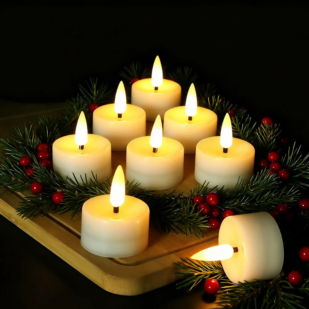 12 قطعة شموع أضواء الشاي ، LED عديمة اللهب الخفقان شمعة كهربائية مصباح أضواء الشاي لحفل الزفاف ، احتفالات عيد الميلاد الديكور