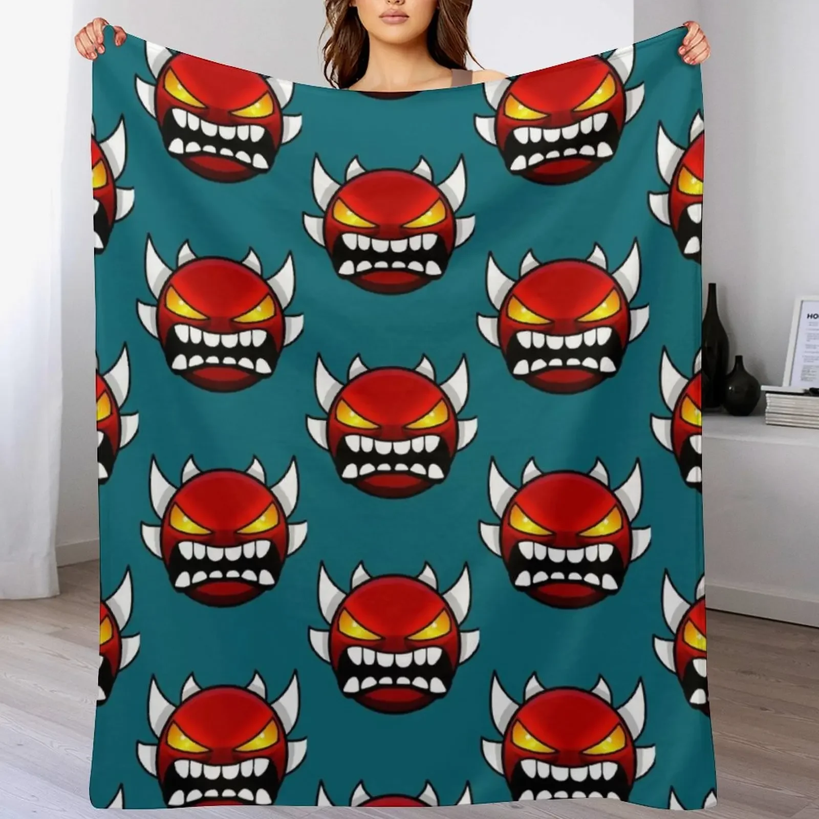 

Geometry dash Extreme demon Throw Blanket Compact Warm Blanket for Car Road Trip