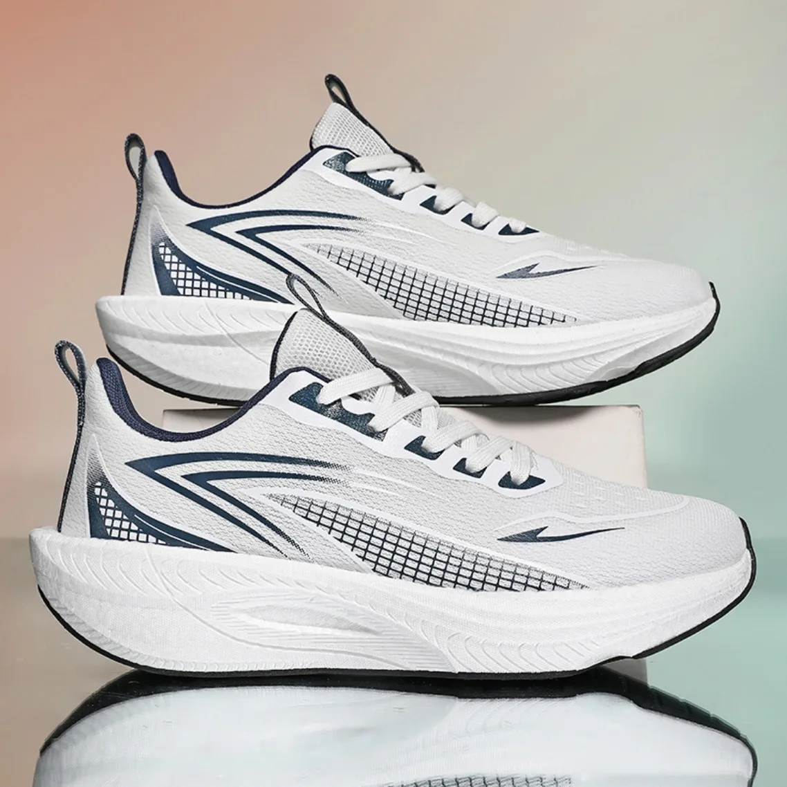 Men Running Shoes Marathon Carbon Plate Air Cushion Breathable Lightweight Sports Sneakers Comfortable Nonslip Athletic Shoes