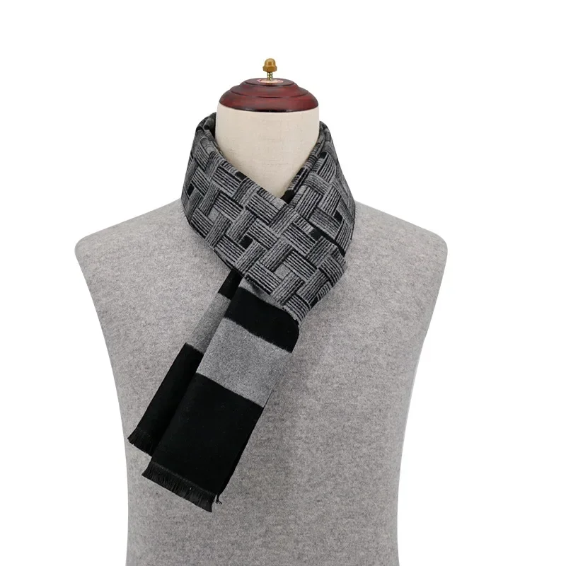 2024 Luxury Men Pashmina Scarf for Men Winter Wool Neckwarmer Scarves Male Winter Plaid Cashmere Neck Scarfs