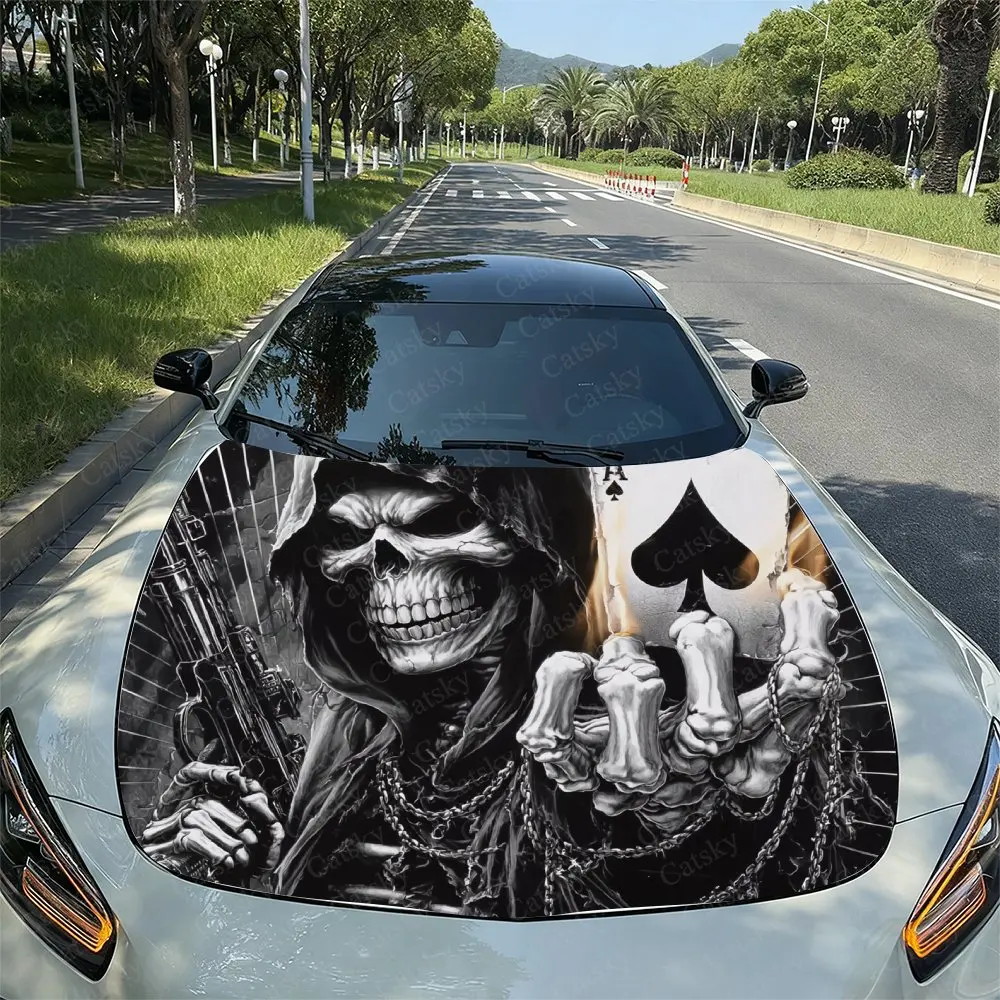 ポーカーリーパー車のボンネットステッカー-耐久性のあるpvcアートステッカー、車、オートバイの装飾トラック用--バイクデカール--アーティスティックデカール