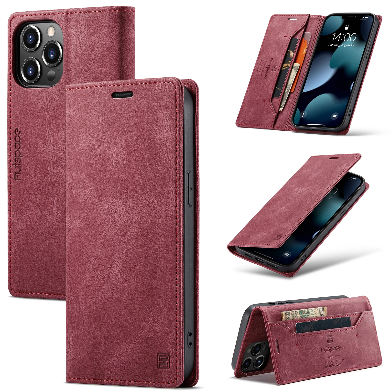 

AutSpace-A01 For Google Pixel 6 7 8 9 Pro XL 8A 9A, Shockproof Luxury Magnetic Flip PU Leather Wallet Case Card Slot Stand Cover