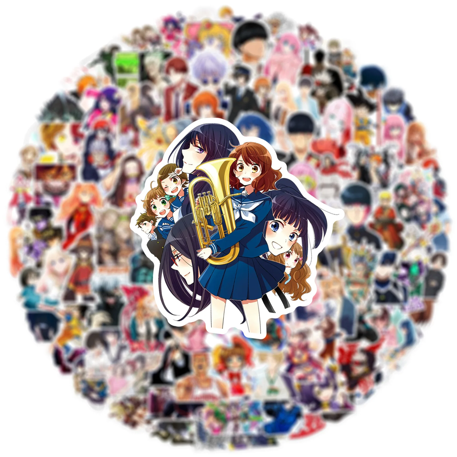 100Pcs Cartoon Japanese Anime Mixed Graffiti Stickers Notebook Phone Luggage Cool DIY Decoration Sticker Pack for Anime Fans