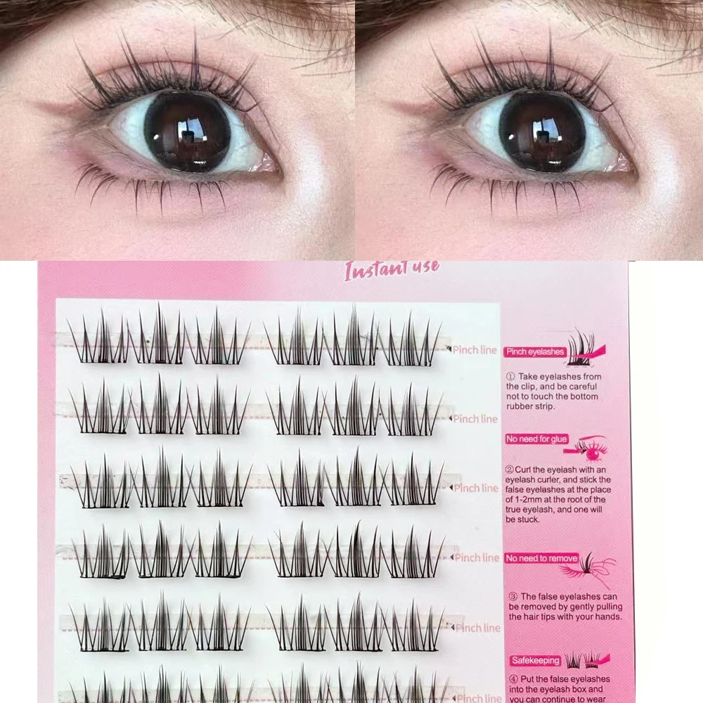 6/10 Rows Natural Charming Lashes Y2k Segmented Foxes Eyelash Extension Fluffy Single Clusters False Eyelashes Makeup Tools