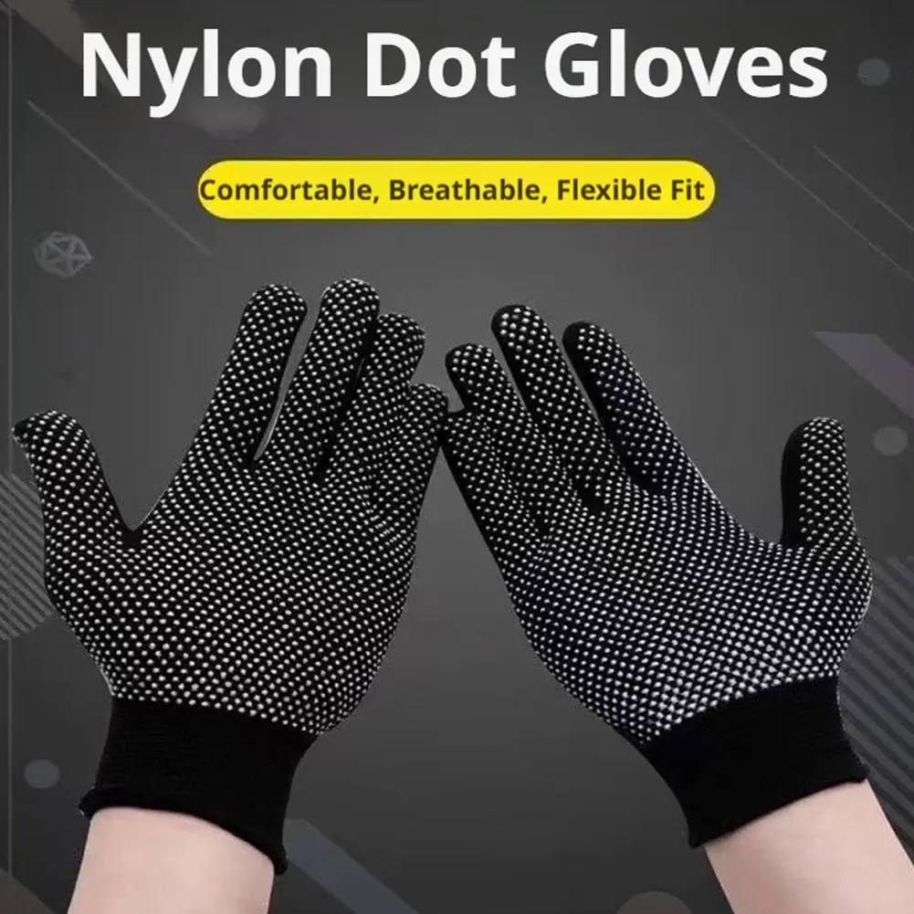 10 Pairs Anti-Slip Work Gloves Nylon Breathable PVC Dotted Palm Safety Protective Mittens For Gardening Warehouse Cleaning