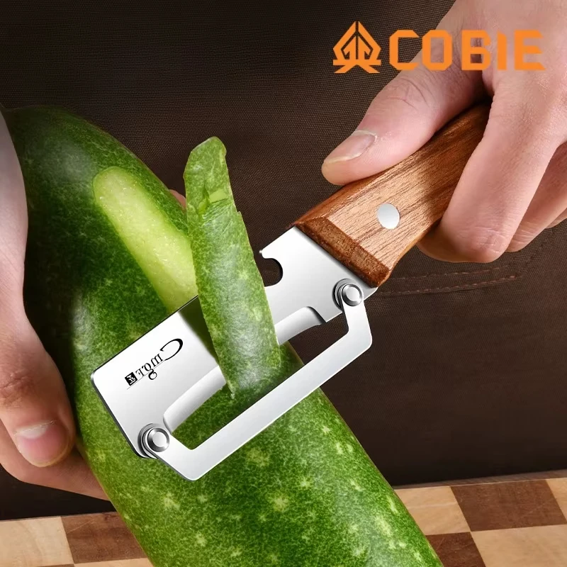 1pcs Stainless steel peeler with wooden handle for peeling and slicing fruits and vegetables | Durable and smooth operation
