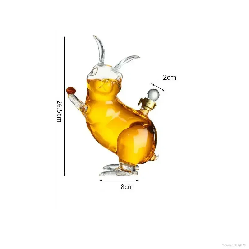 Imagem -02 - Térmicas de Vidro sem Chumbo em Forma de Coelho Bonito Decantador de Uísque para Licor Bourbon Escocês 1000ml