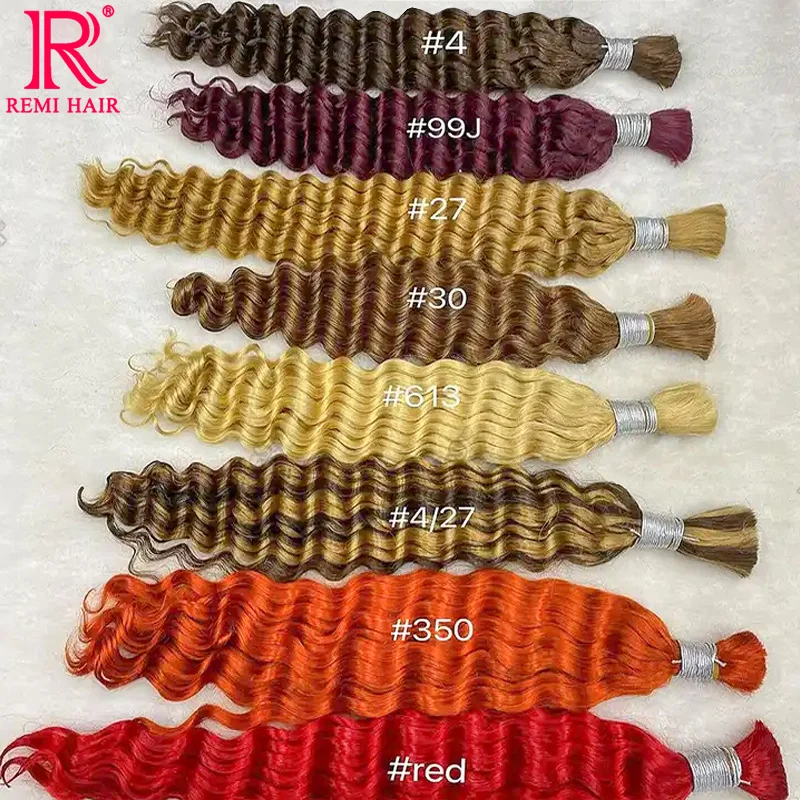 

100% Real Human Hair Extensions Unprocessed Colored Deep Wave Hair No Weft Hair For Women Virgin Vietnamese Hair Bulk Original