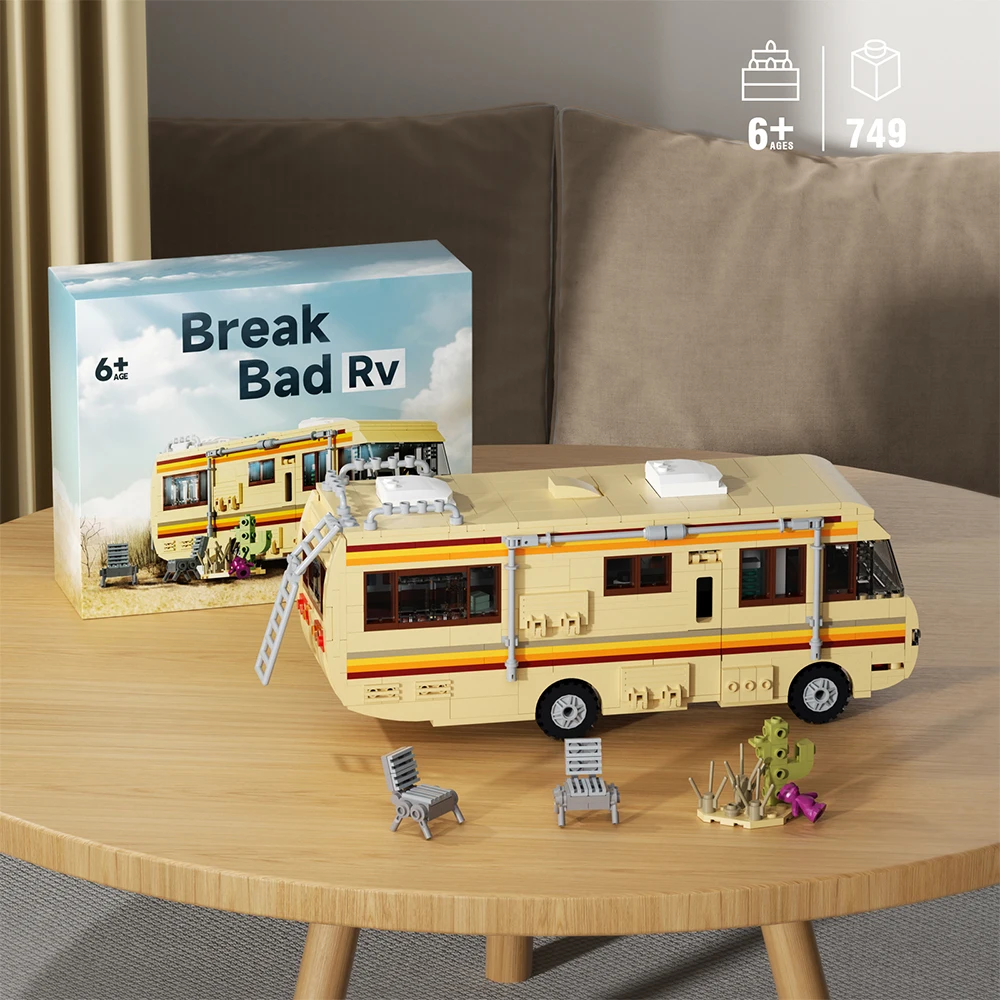 

MOC New Breaking Bad Cooking Lab RV Car Building Blocks Walter White Van Vehicle DIY Bricks Assembly Toys Children Birthday Gift