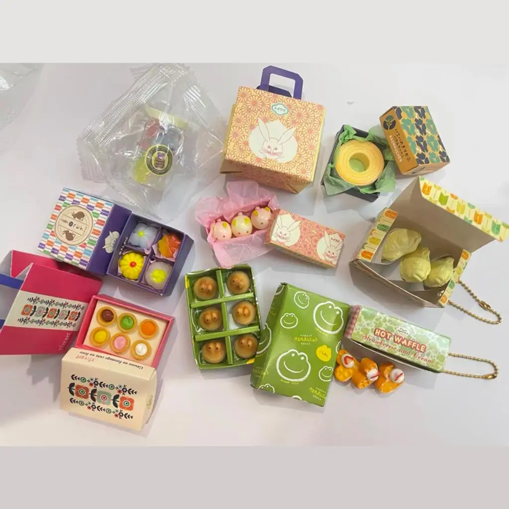 

Capsule Toy Kids Creative Toy Paper Bag Gift Souvenir Dessert Miniature Simulation Food Keychain Bag Accessories