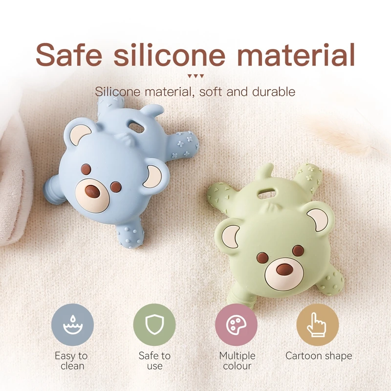 1pc Silicone Baby Toys,Food Grade Teether,Baby 0-12 Toys,Silicone Sensory Toys for Toddlers,Cartoon Bear Soothing BPA Free Toys