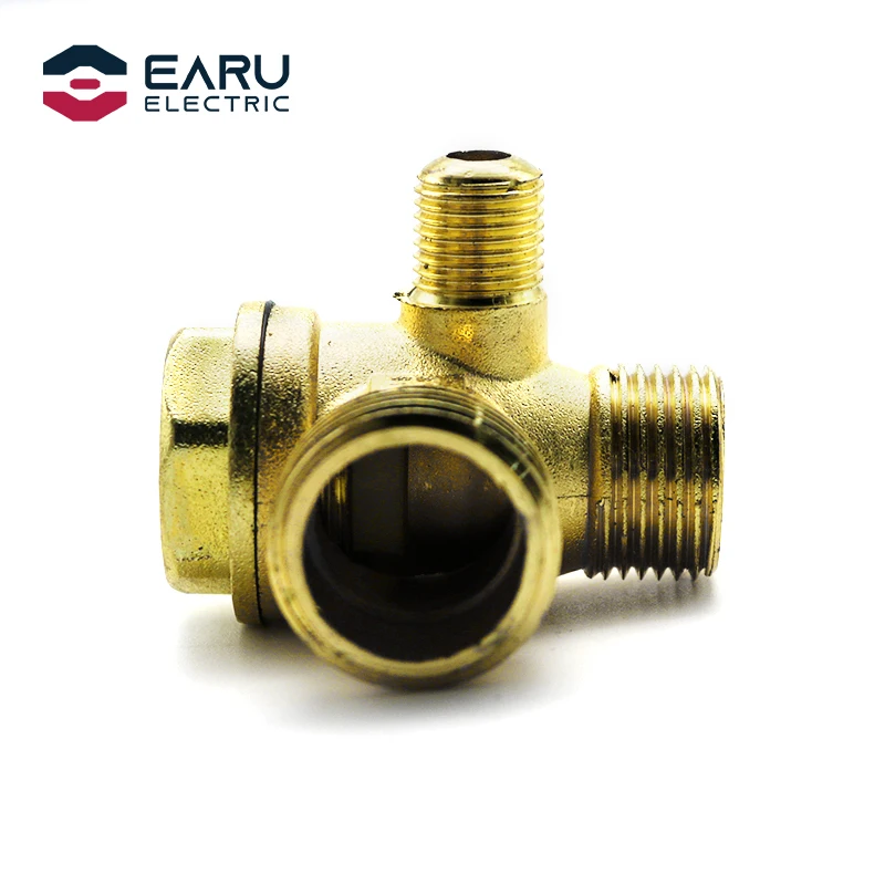 Buitendraad 3 Way Metal Air Compressor Terugslagklep Gold Tone