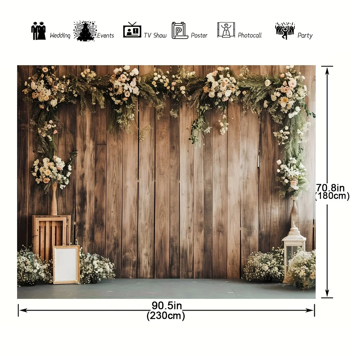 Romantic Rustic Floral Wood Wall Backdrop - Perfect for Weddings, Bridal Showers