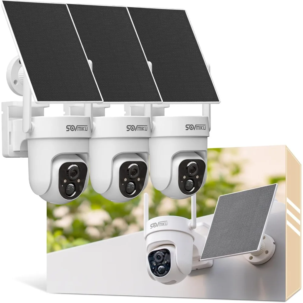 

3cq4 192 ГБ 2k ai солнечная камера безопасности, беспроводная уличная камера с питанием от батареи, цветное ночное видение, двустороннее аудио, обнаружение движения