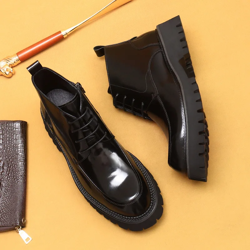 Imagen 4: Botas de Invierno de Nueva Llegada, Botas de Cuero con Cremallera para Hombre, Zapatos para Hombre