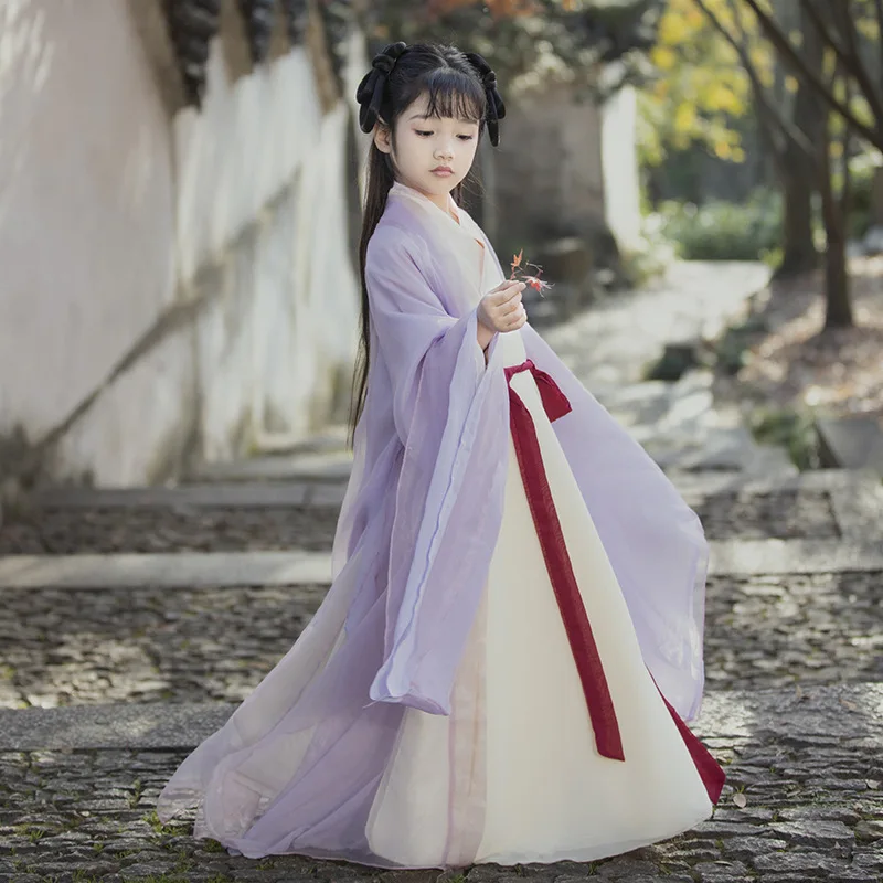 Vestido tradicional Hanfu para crianças, traje de palco chinês antigo, dança de fadas das meninas, roupas princesa, cosplay para crianças, original