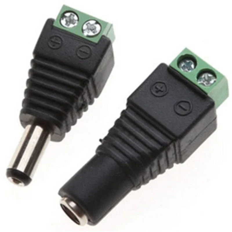 2.1x5.5mm DC Power Jack Connectors - Male & Female, 1/2/5 Pack Options for 2835/5050/5730 LED Strip Lights