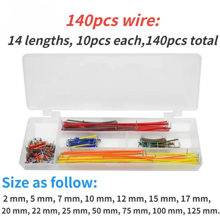 140-840pcs Breadboard Jumper Wire Kit 14 lunghezze assortite per circuiti di prototipazione Breadboard Kit elettronico fai da te 2 mm 5 mm