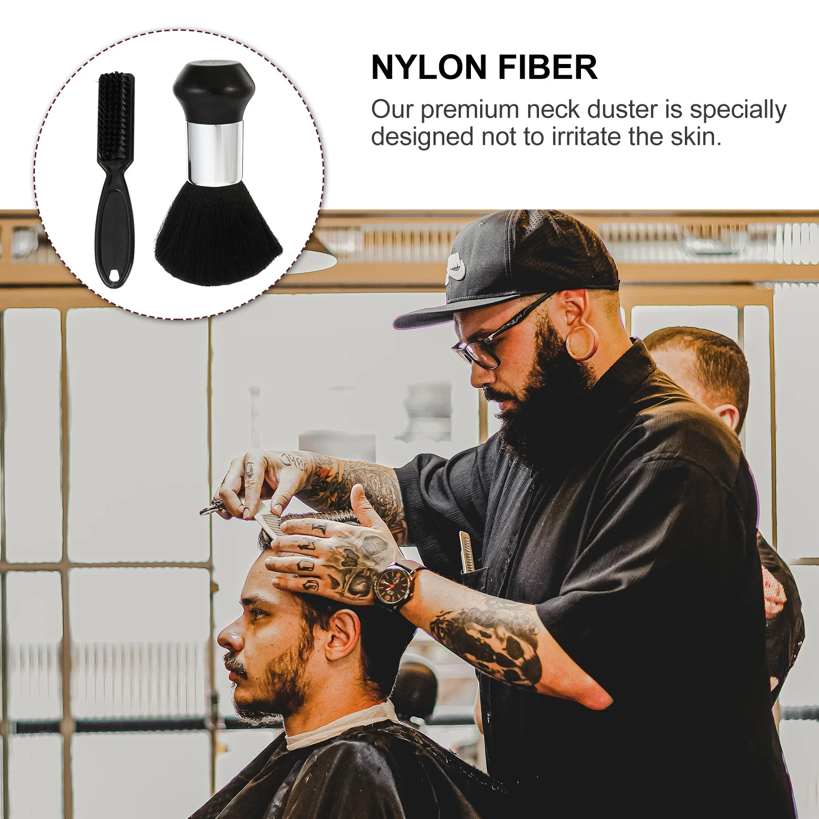 

2 шт., щетка для стрижки волос премиум-класса, мягкий нейлон, парикмахерский инструмент для чистки, парикмахерская щетка для шеи, щетка для волос