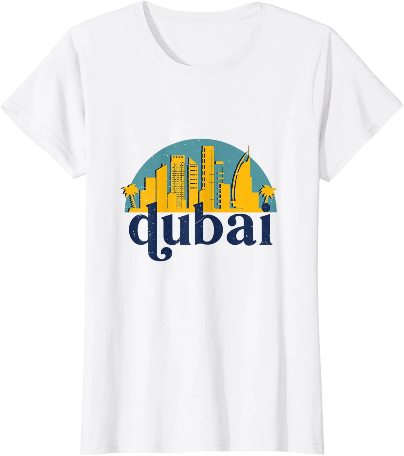 Dubai UAE Vintage Emirates City Skyline Cityscape Art T Shirt. Short Sleeve 100% Cotton Casual T-shirts Loose Top Size S-3XL