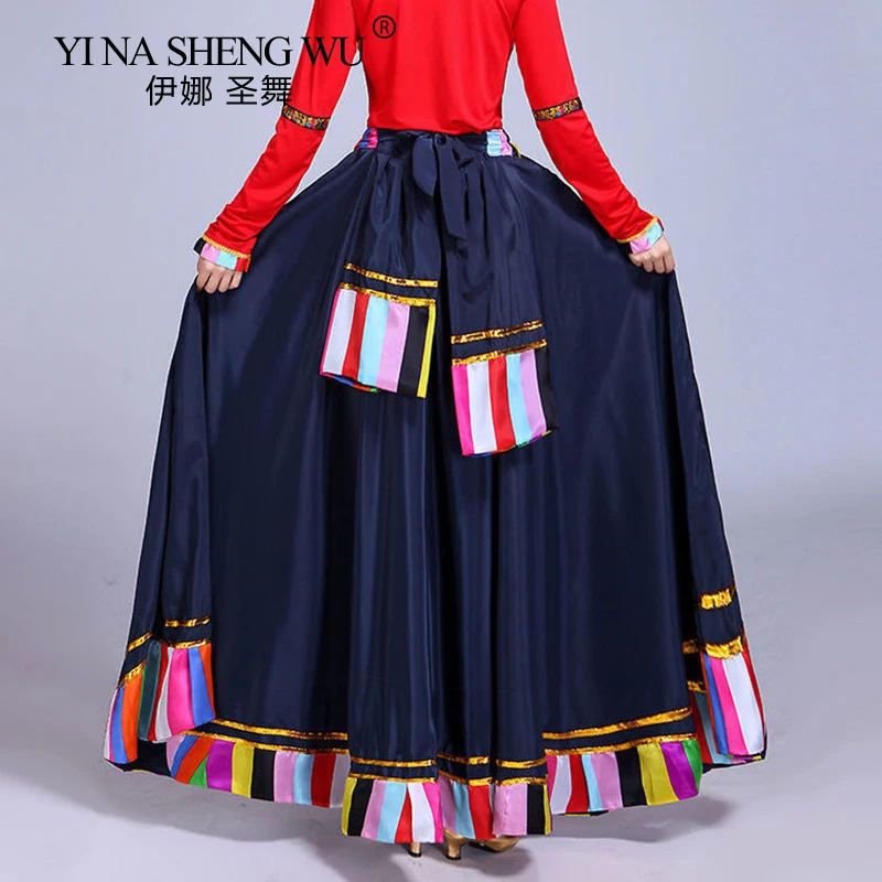 Chinese Traditional Costume Stage Dance Wear Folk Costumes Performance Festival Tibetan Outfit Long Skirts for Women Dancing