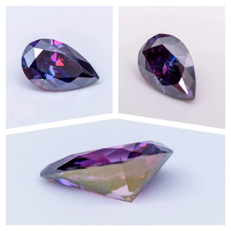 Moissanit-Stein in Birnenform, Schwarze Farbe, Edelstein für DIY-Schmuckherstellung, Besteht Diamanttester mit Zertifikat – Detail 7
