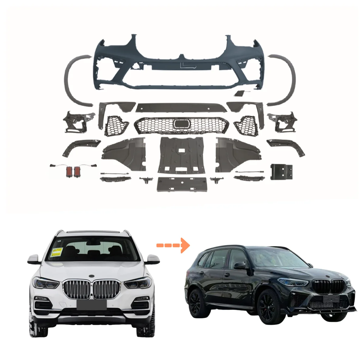

Hc for BMW X5 G05 2019-2022 Upgrade X5M Full Body Kit X5M Style Front Rear Bumper Kit
