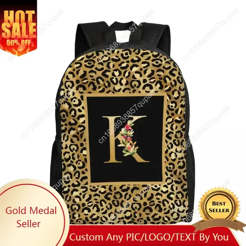 3D Print Leopard Pattern Letter Backpacks for Boys Girls School College Travel Bags Men Women Bookbag Fits 15 Inch Laptop